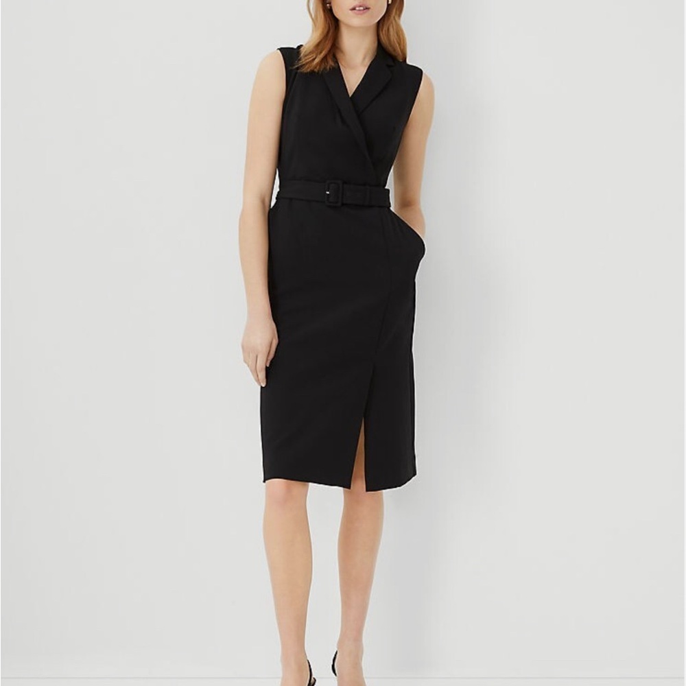 Ann Taylor Black Sleeveless Dress Belted Women’s Petite XL - Picture 3 of 3